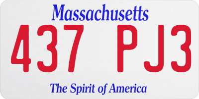 MA license plate 437PJ3