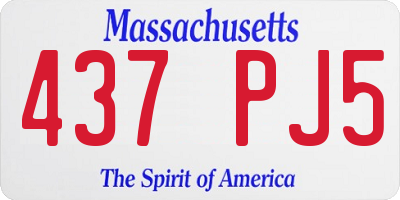 MA license plate 437PJ5