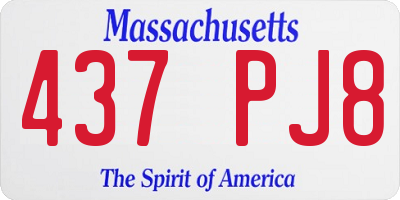 MA license plate 437PJ8