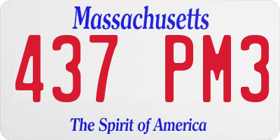 MA license plate 437PM3