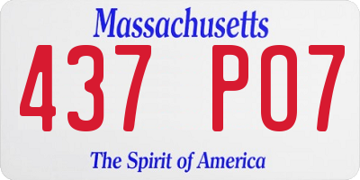 MA license plate 437PO7