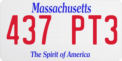 MA license plate 437PT3