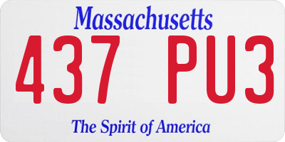 MA license plate 437PU3