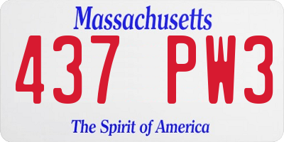 MA license plate 437PW3