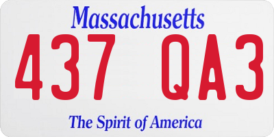 MA license plate 437QA3