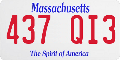 MA license plate 437QI3