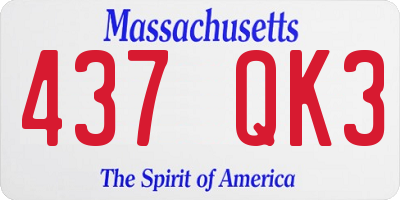 MA license plate 437QK3