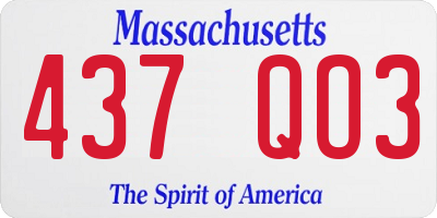 MA license plate 437QO3