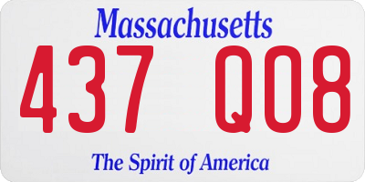 MA license plate 437QO8