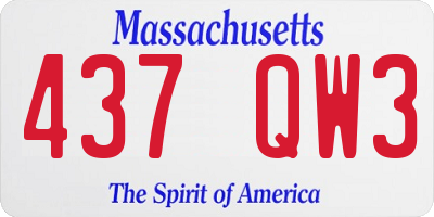 MA license plate 437QW3