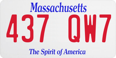 MA license plate 437QW7