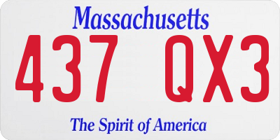 MA license plate 437QX3