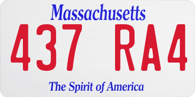 MA license plate 437RA4