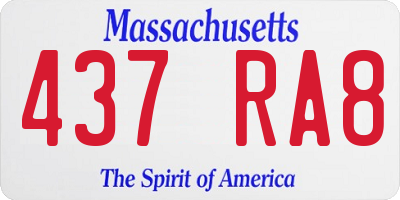 MA license plate 437RA8