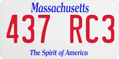 MA license plate 437RC3