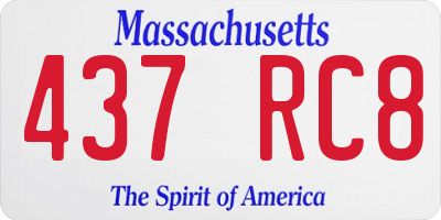 MA license plate 437RC8