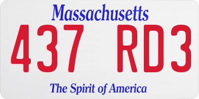 MA license plate 437RD3