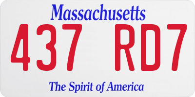 MA license plate 437RD7
