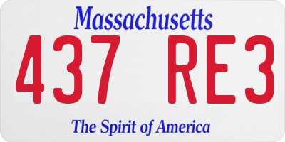 MA license plate 437RE3