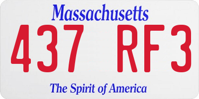 MA license plate 437RF3
