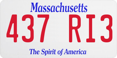 MA license plate 437RI3