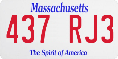 MA license plate 437RJ3