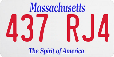 MA license plate 437RJ4