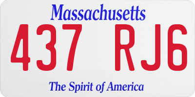 MA license plate 437RJ6