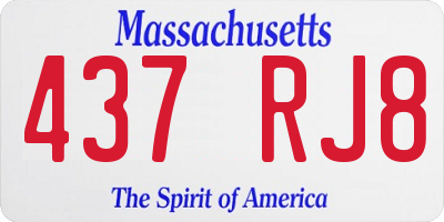 MA license plate 437RJ8