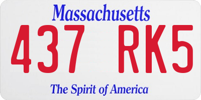 MA license plate 437RK5