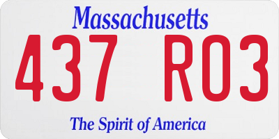 MA license plate 437RO3