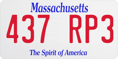 MA license plate 437RP3