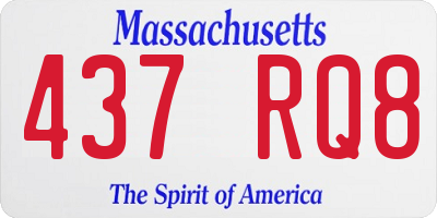 MA license plate 437RQ8