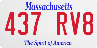 MA license plate 437RV8