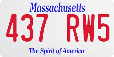 MA license plate 437RW5