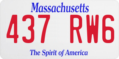 MA license plate 437RW6