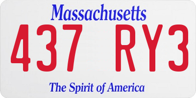 MA license plate 437RY3