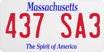MA license plate 437SA3
