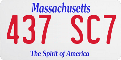 MA license plate 437SC7