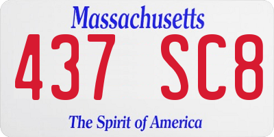 MA license plate 437SC8