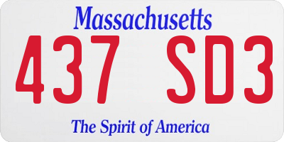 MA license plate 437SD3