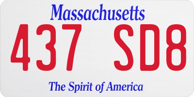 MA license plate 437SD8