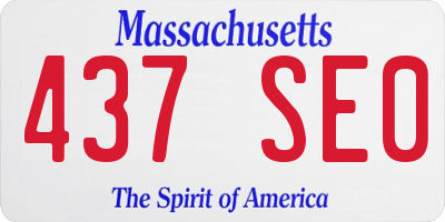 MA license plate 437SE0