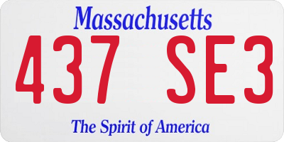 MA license plate 437SE3