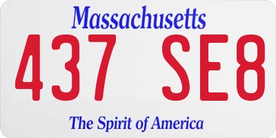 MA license plate 437SE8