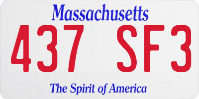 MA license plate 437SF3