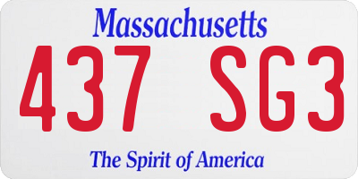 MA license plate 437SG3