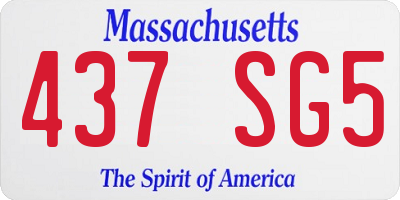 MA license plate 437SG5
