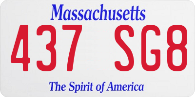 MA license plate 437SG8
