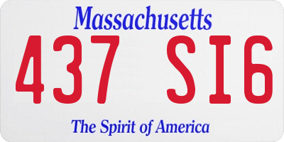 MA license plate 437SI6